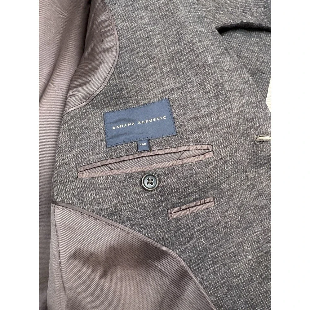 Banana Republic‎ Blazer Mens 44R Brown Linen Jacket Classic Office Quiet Luxury